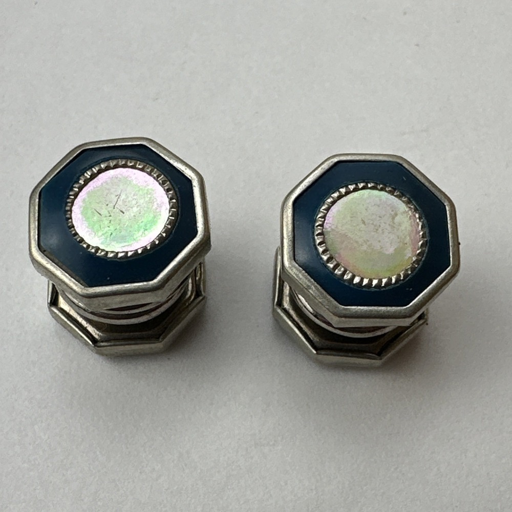 Antique Art Deco 1930s Simple Lion Brand Mother of Pearl Cufflinks